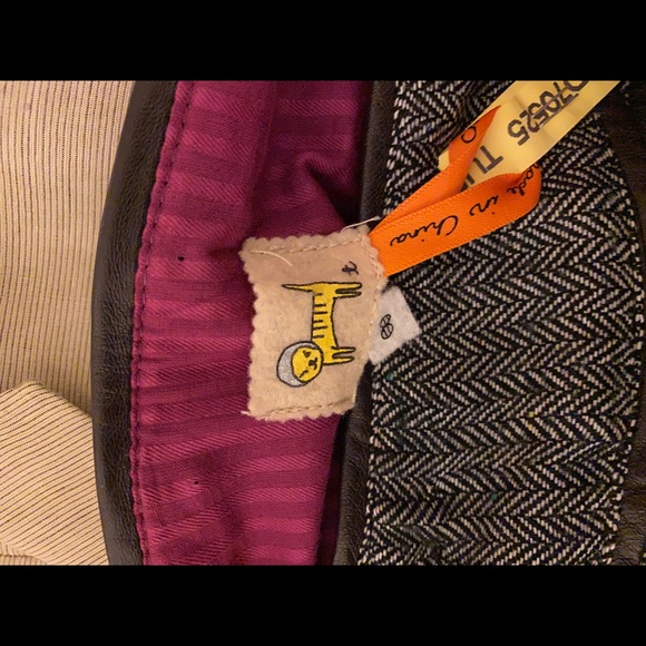 Anthropologie grey trousers w/brown leather accent - Picture 4 of 5